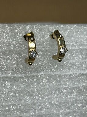 Urban Outfitters Gold Tone Mini Hoop Earrings with Clear Stones
